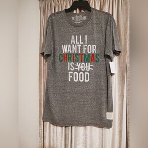 The Original Retro Brand, "All I Want for Christmas Is Food Tshirt" Size L NWT